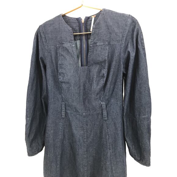Free People Dark Wash Puff Sleeve A-Line Denim Dress Size XS - Picture 3 of 7